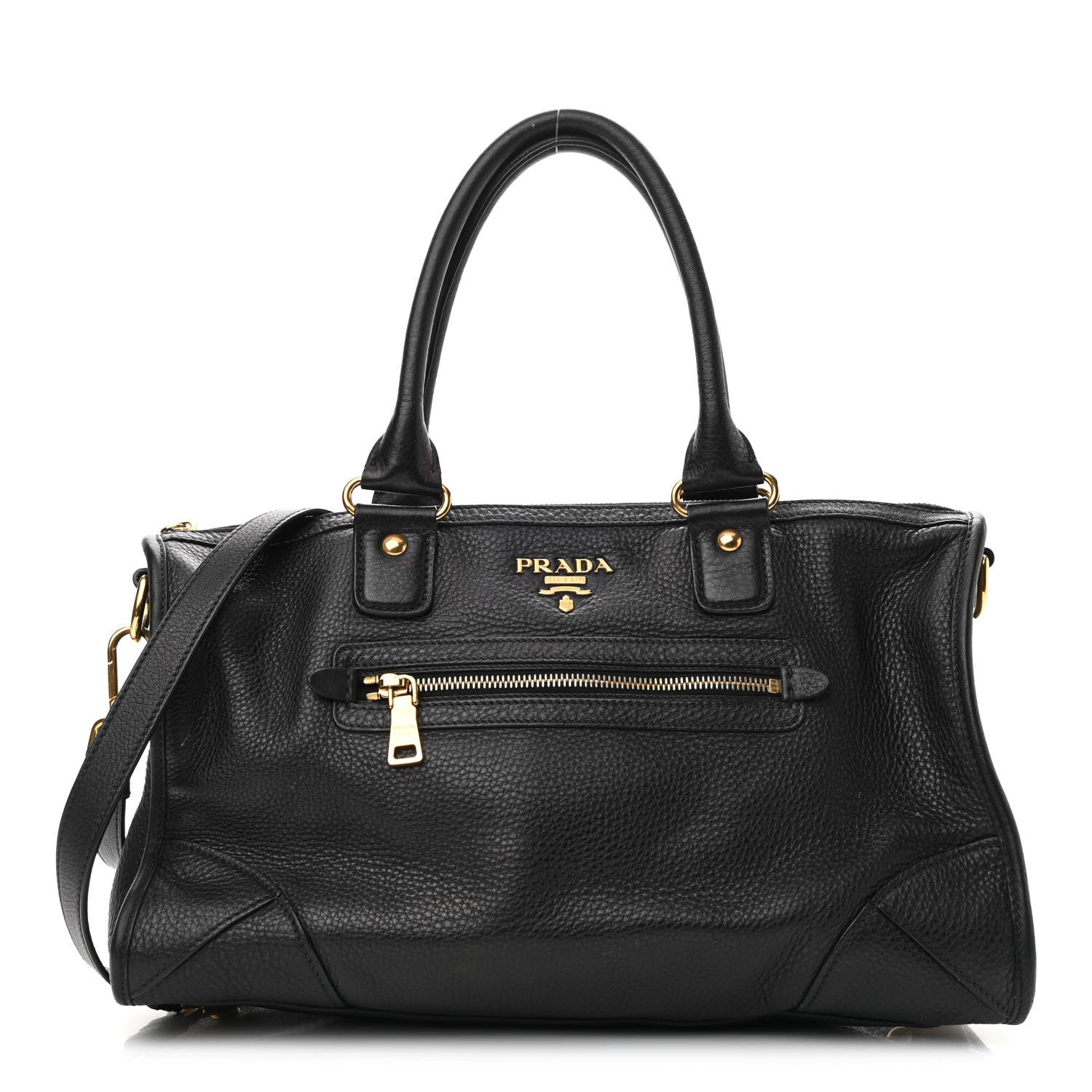 Prada Vitello Daino Shopping Satchel Black 1 of 12