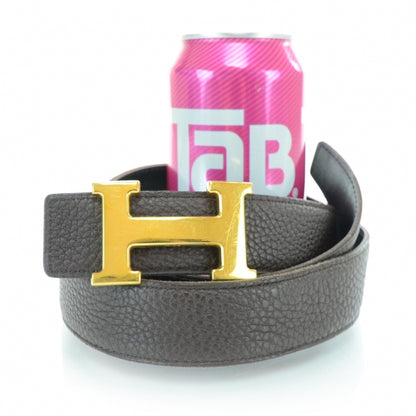 Hermes Leather Reversible H Belt 85 Brown Black Gold Buckle 1 of 2