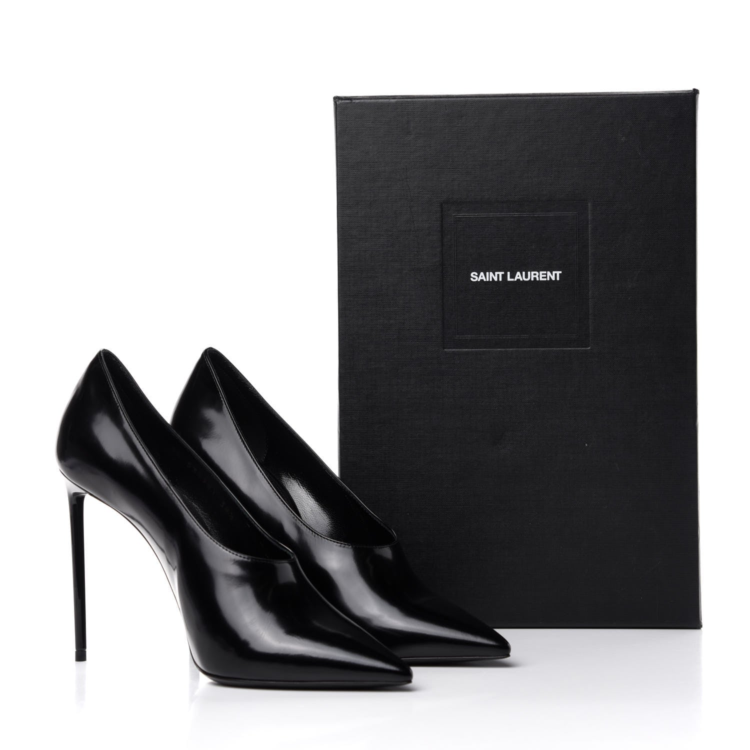 Saint Laurent Patent Calfskin Teddy High Vamp 105 Pumps 38.5 Black 11 of 11