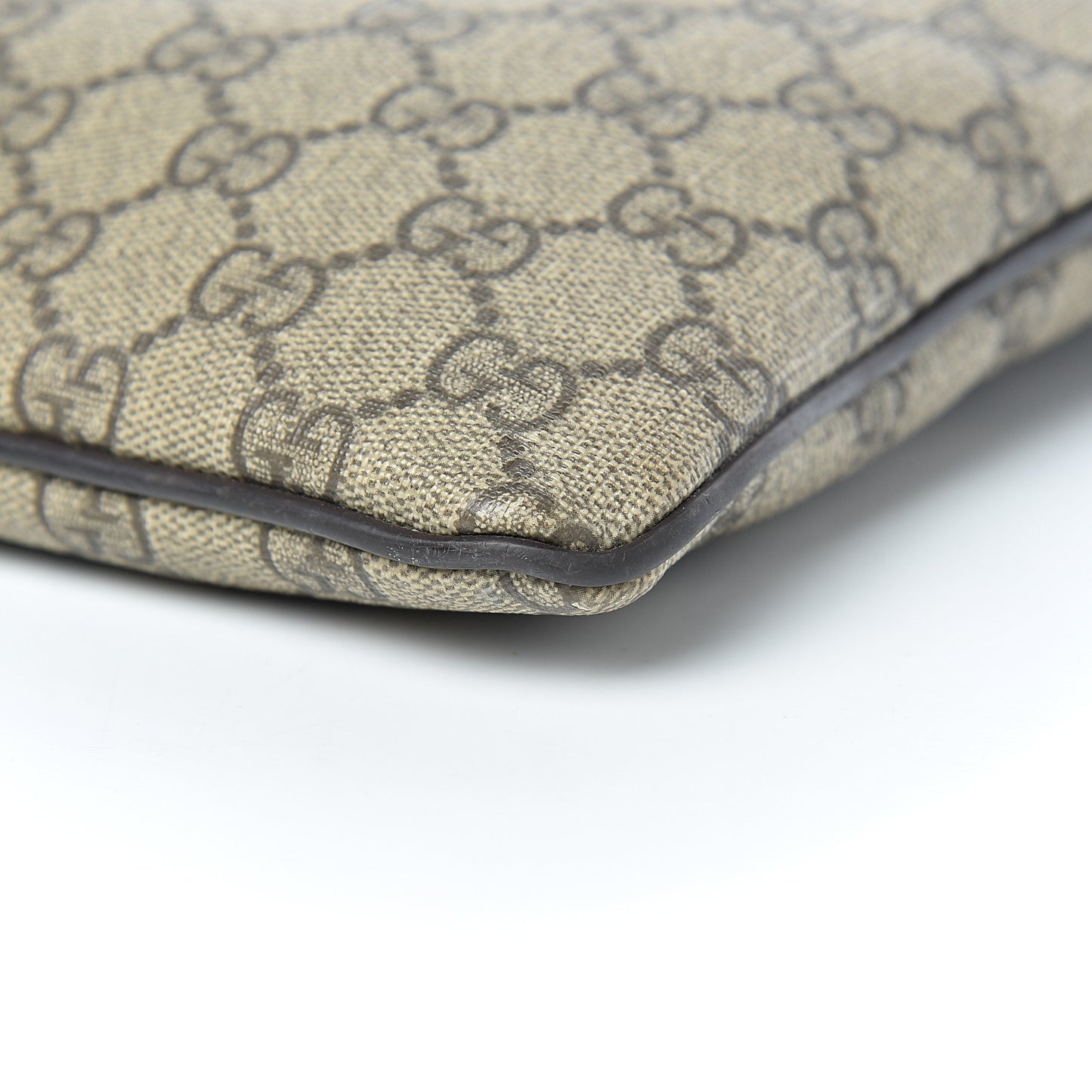 GG Supreme Monogram Selleria Calfskin Small Flat Side Zip Messenger Bag Beige Ebony Cocoa Dark Chocolate