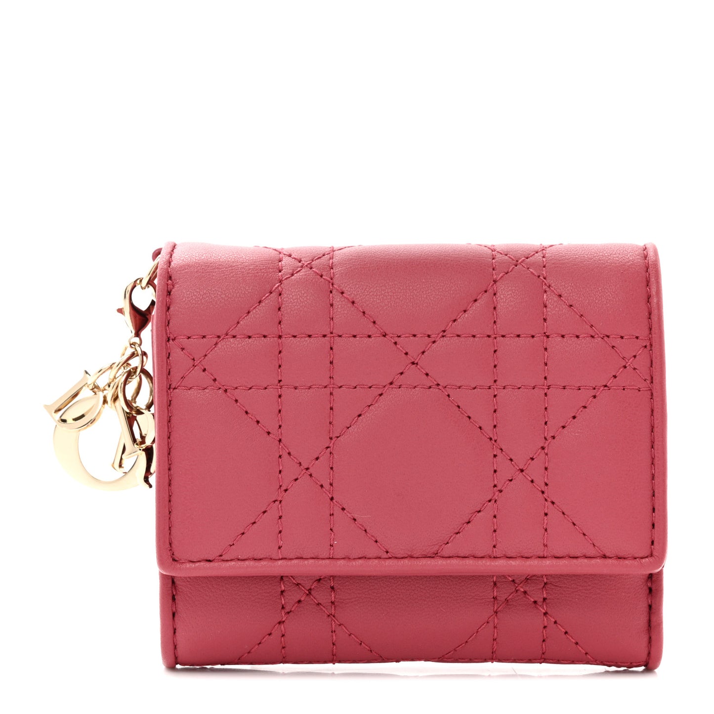 Lambskin Cannage Lady Dior Lotus Wallet Rusty Red