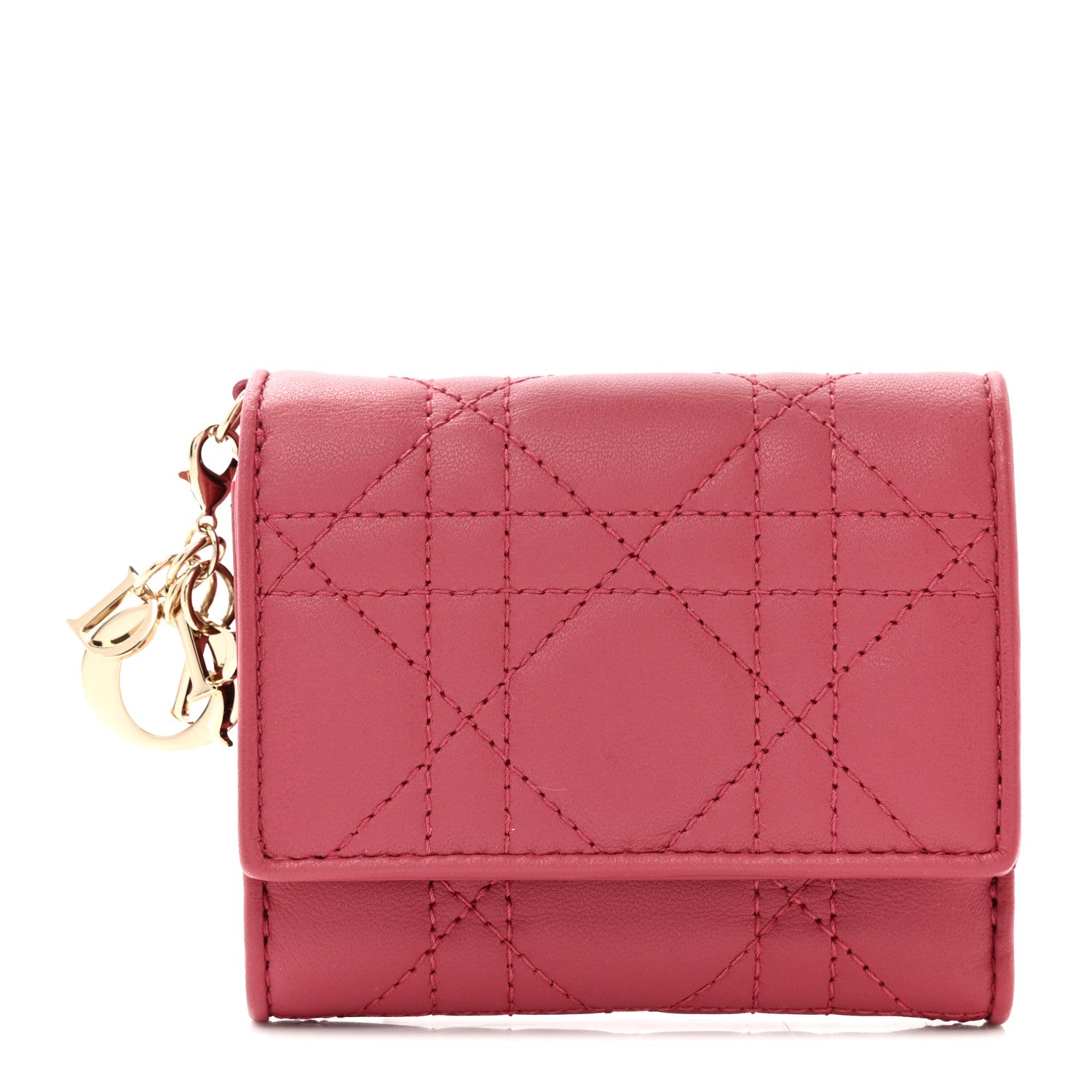 Christian Dior Lambskin Cannage Lady Dior Lotus Wallet Rusty Red 1 of 8