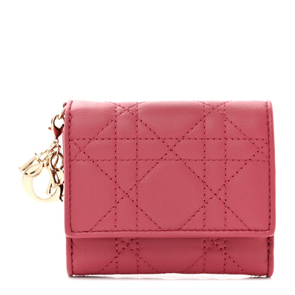 Christian Dior Lambskin Cannage Lady Dior Lotus Wallet Rusty Red 1 of 8