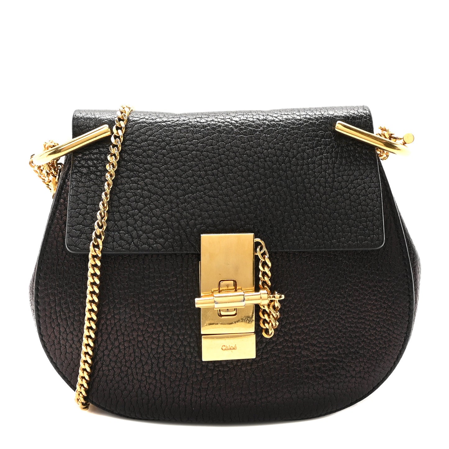 Grained Lambskin Mini Drew Shoulder Bag Black