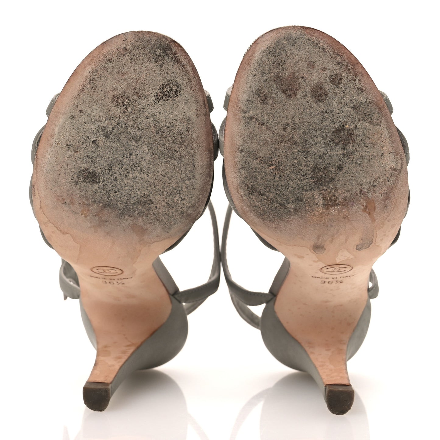 Lambskin Grosgrain Bow CC Sandals 36.5 Gris