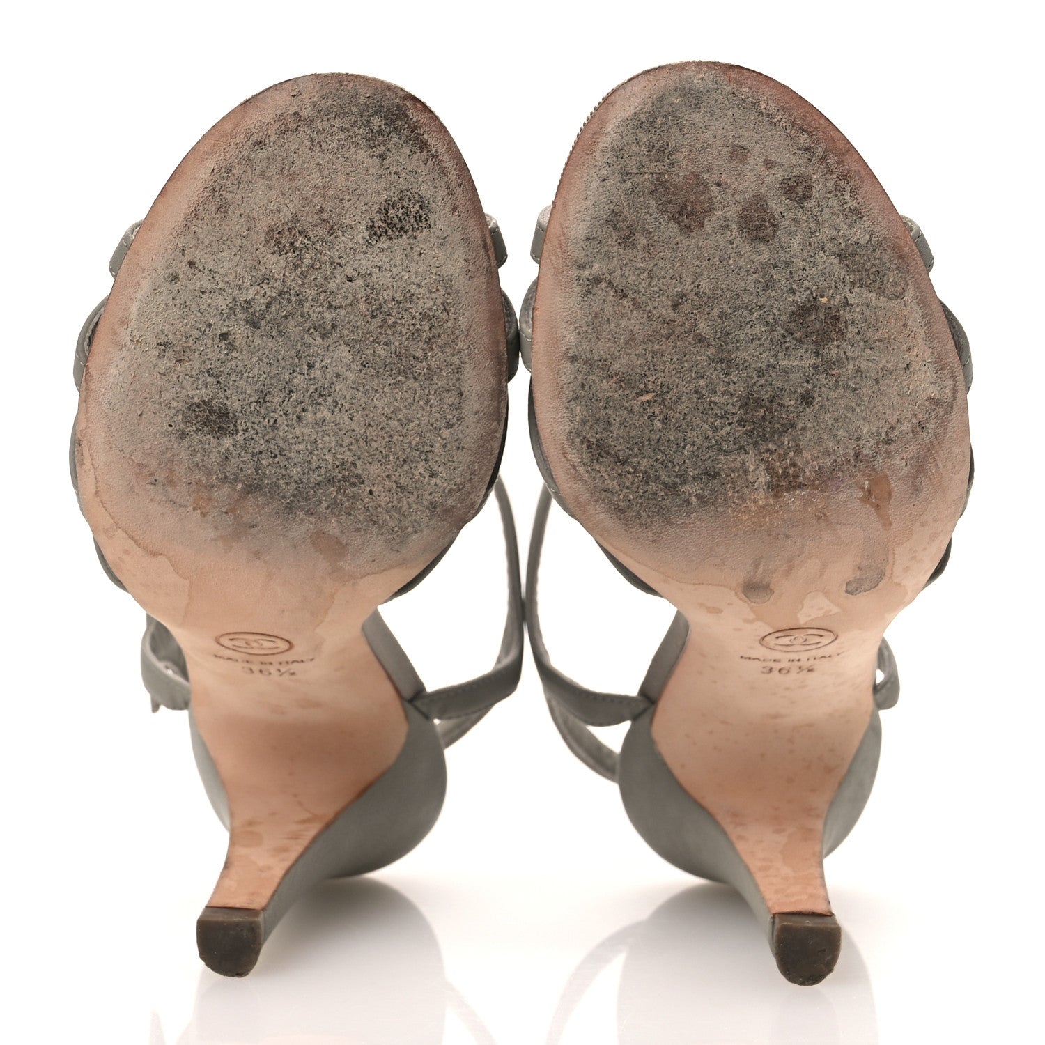 Chanel Lambskin Grosgrain Bow CC Sandals 36.5 Gris 7 of 15