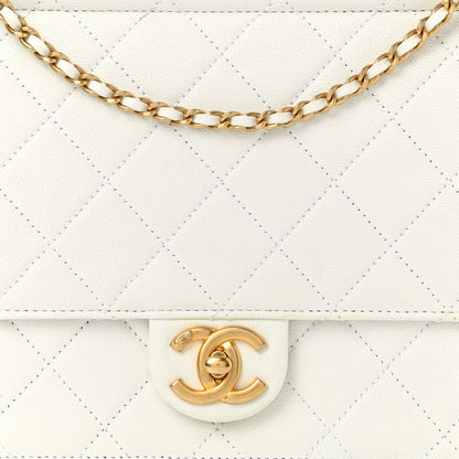 Chanel Lambskin Quilted Large Pearl Chain Flap Bag White 8 of 13