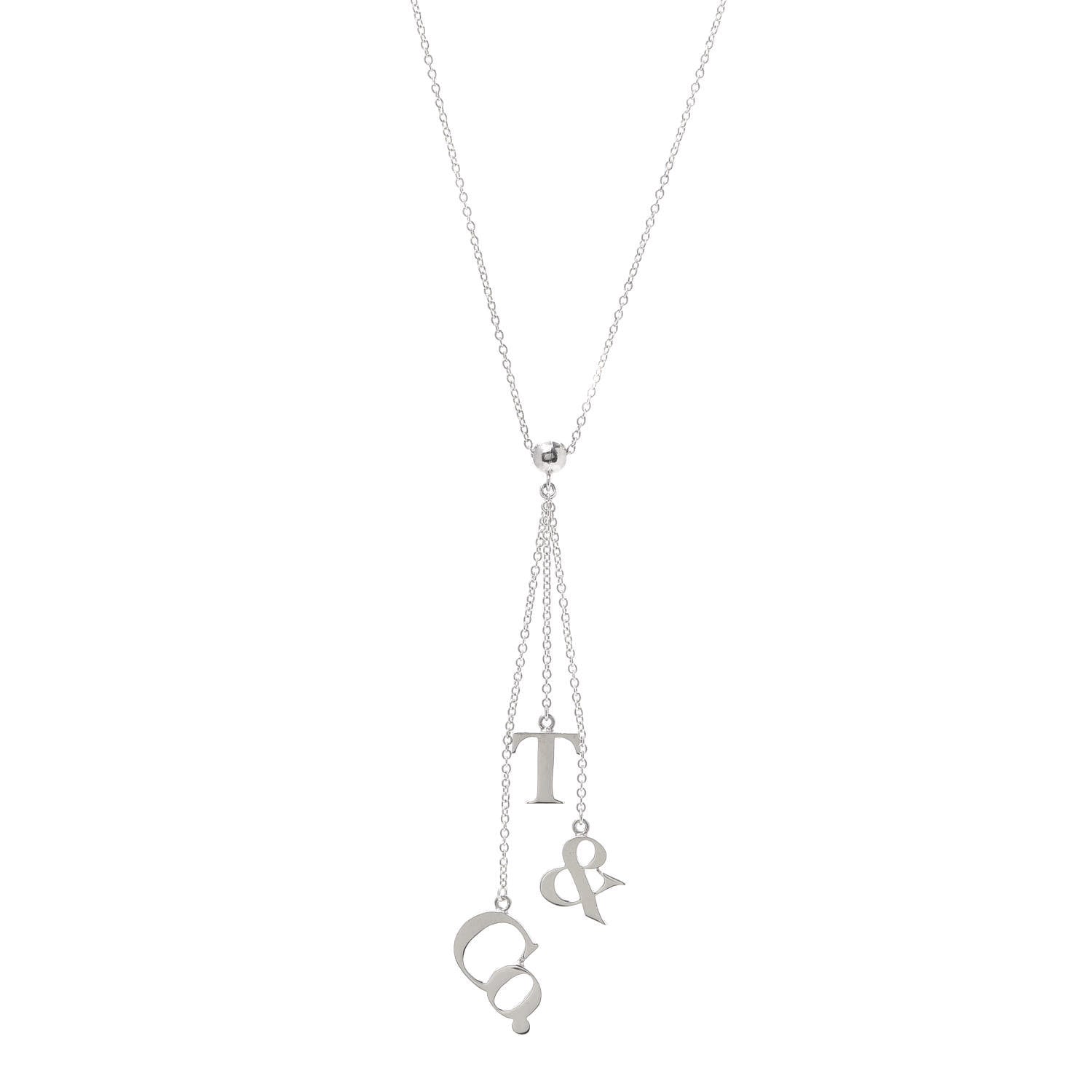Tiffany Sterling Silver Letters Lariat Necklace 1 of 5