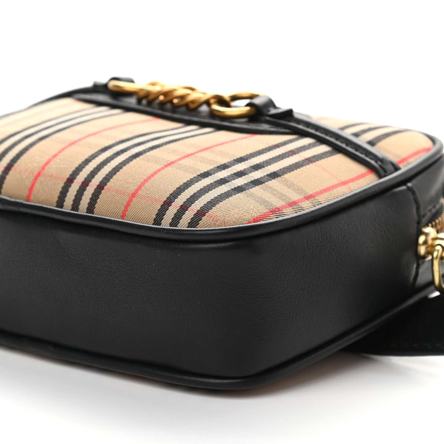 Burberry 1983 Knight Check Smooth Calfskin Link Bum Bag Black 7 of 7