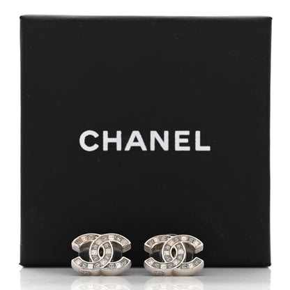 Chanel Baguette Crystal CC Earrings Silver Grey 6 of 6