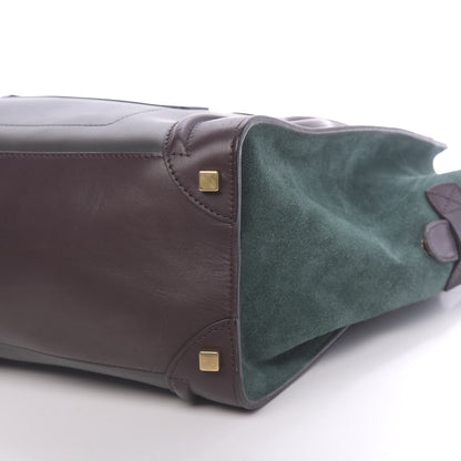 Celine Smooth Calfskin Suede Tri-Color Shoulder Luggage Slate Blue Grey Burgundy 9 of 9