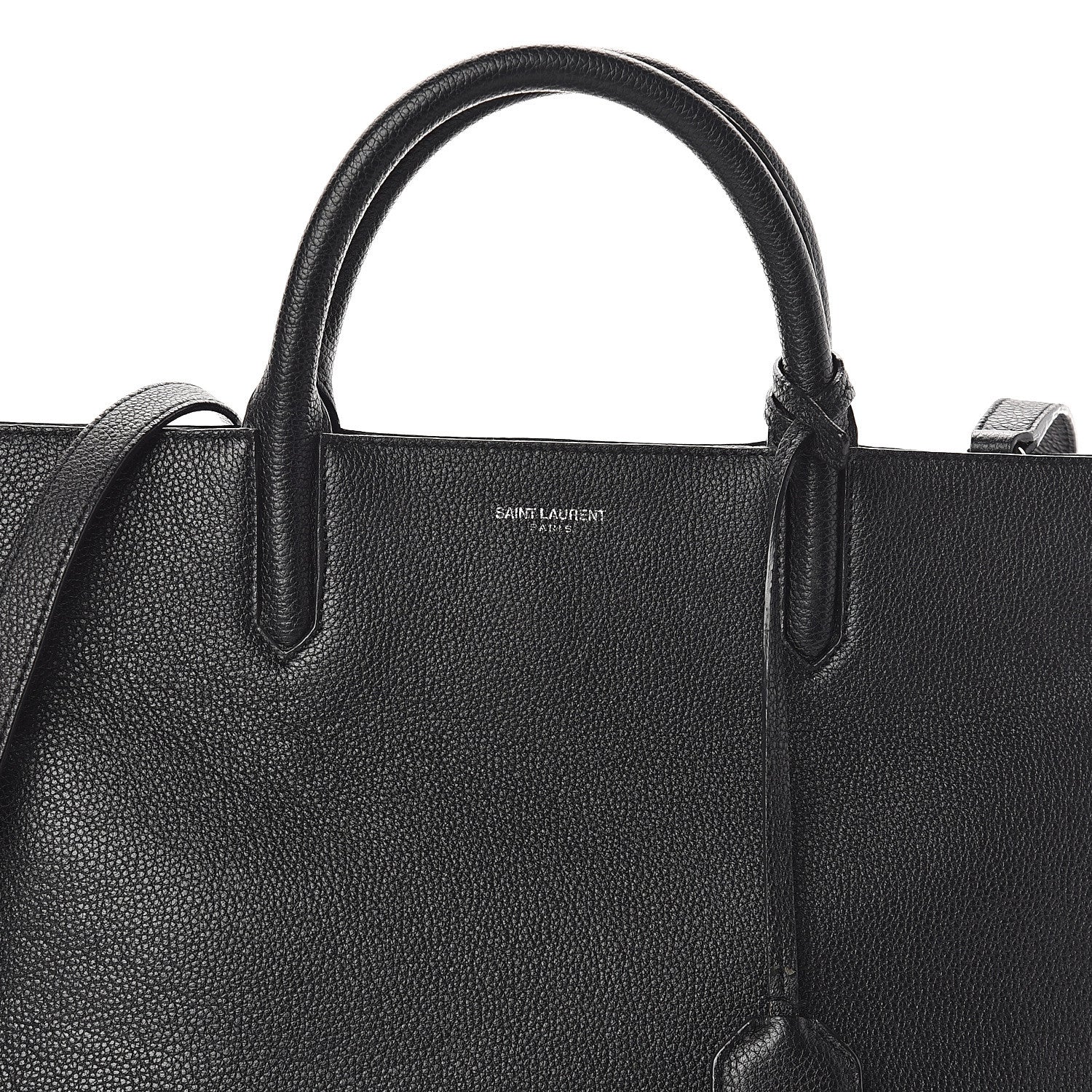 Saint Laurent Grained Calfskin Small Cabas Rive Gauche Black 6 of 8