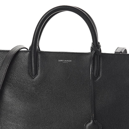 Saint Laurent Grained Calfskin Small Cabas Rive Gauche Black 6 of 8