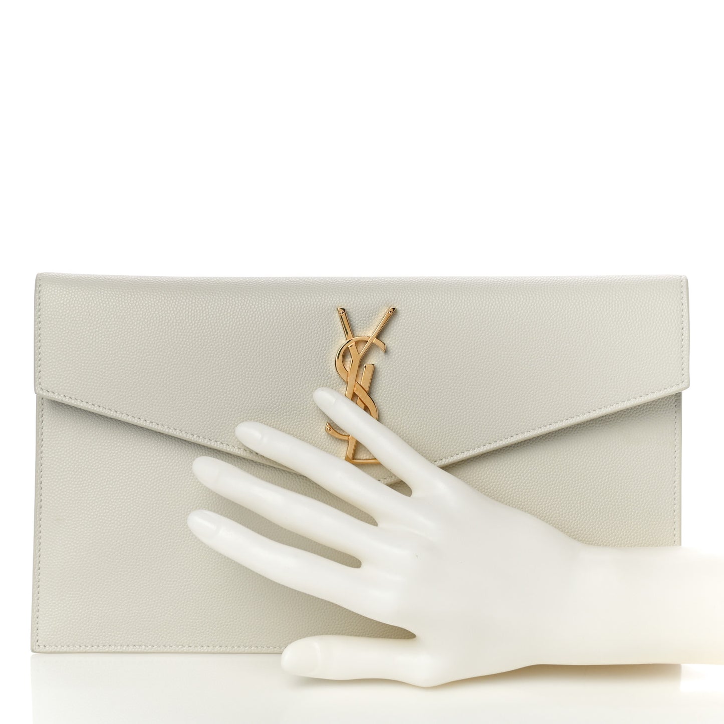 Smooth Shiny Calfskin Uptown Pouch Crema Soft
