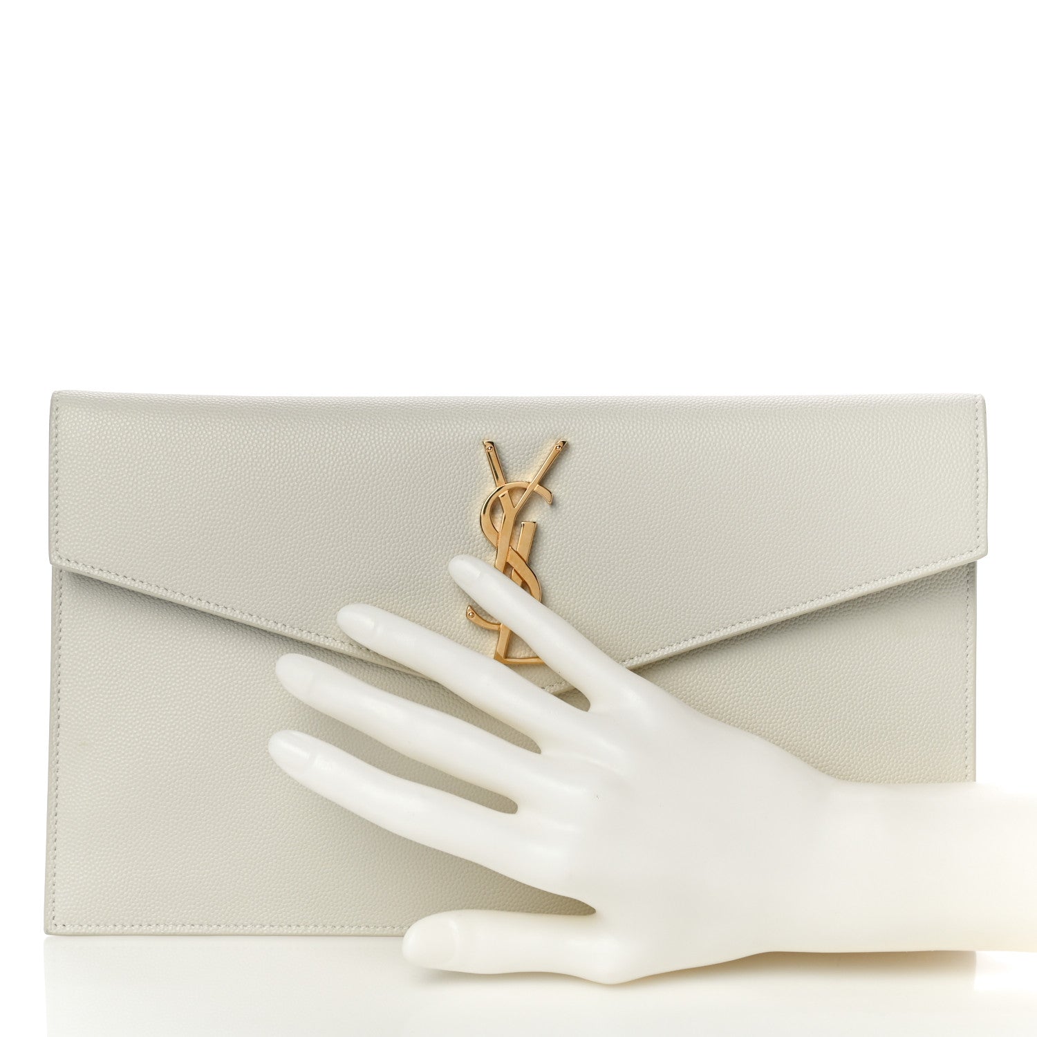 Saint Laurent Smooth Shiny Calfskin Uptown Pouch Crema Soft 2 of 10