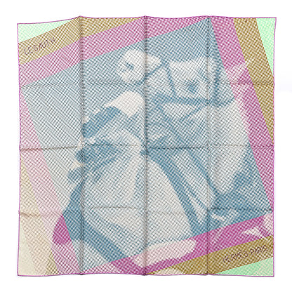 Hermes Silk Le Saut H Scarf 90 Bleu Gris Rose Vert 1 of 4