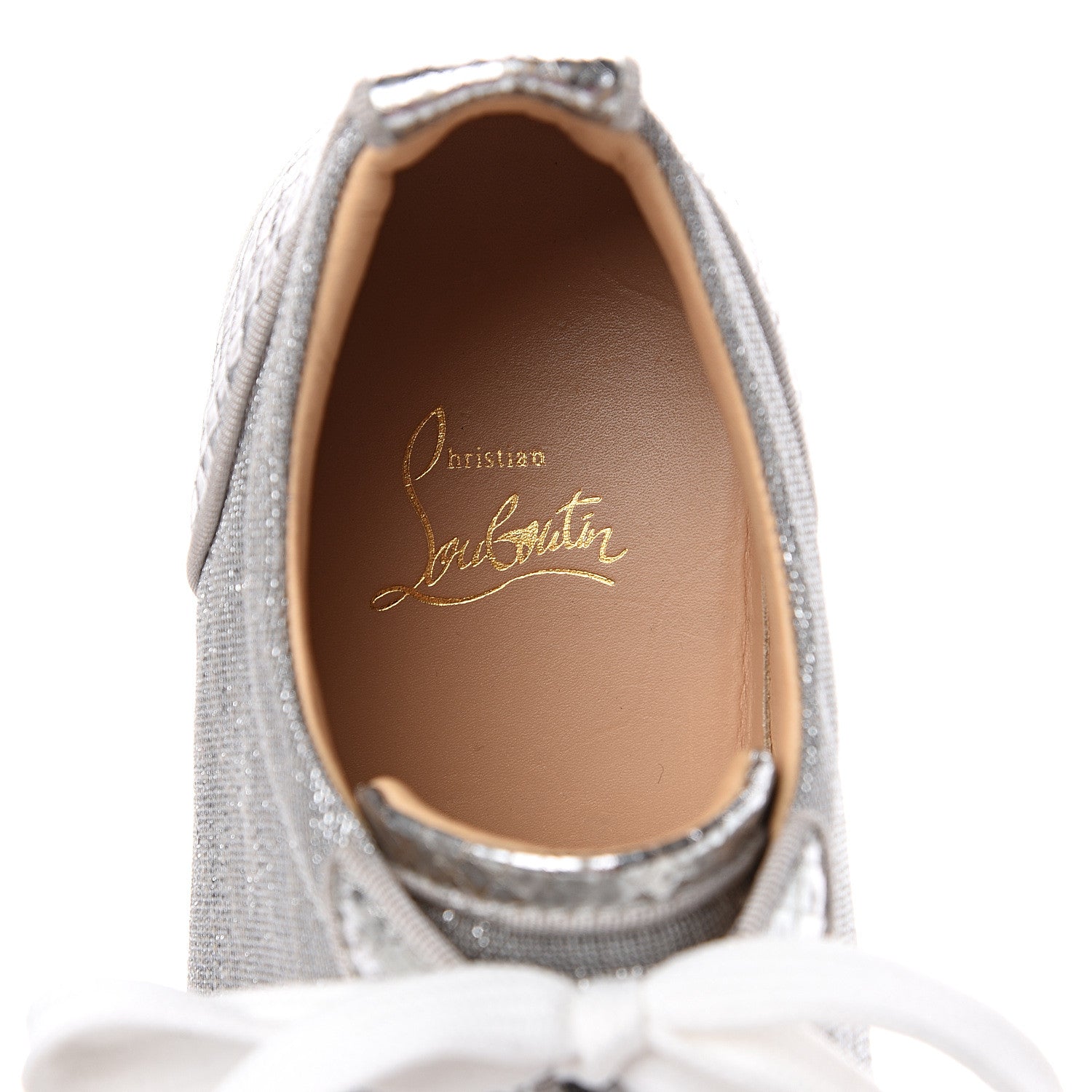 Christian Louboutin Metallic Louis Junior Spikes Flat Sneakers 41 Silver 5 of 11