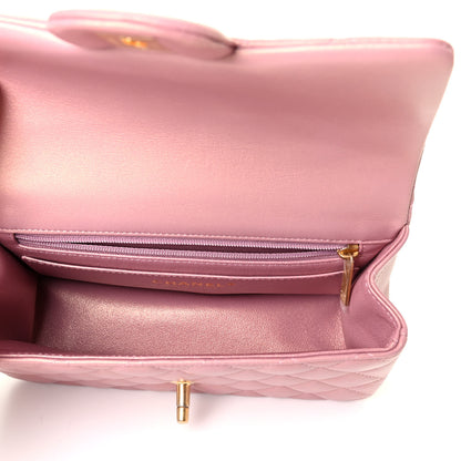 Chanel Iridescent Lambskin Quilted Mini Top Handle Rectangular Flap Pink 4 of 4