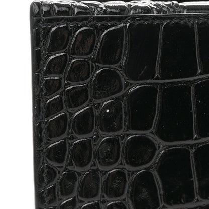 Balenciaga Shiny Calfskin Crocodile Embossed Small Hourglass Top Handle Bag Black 12 of 13