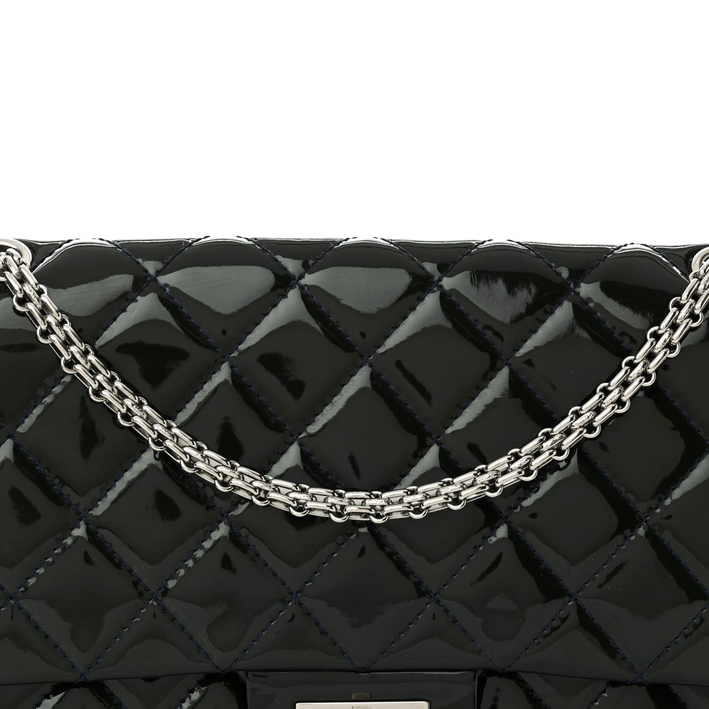 Patent Quilted 2.55 Reissue 227 Flap Navy