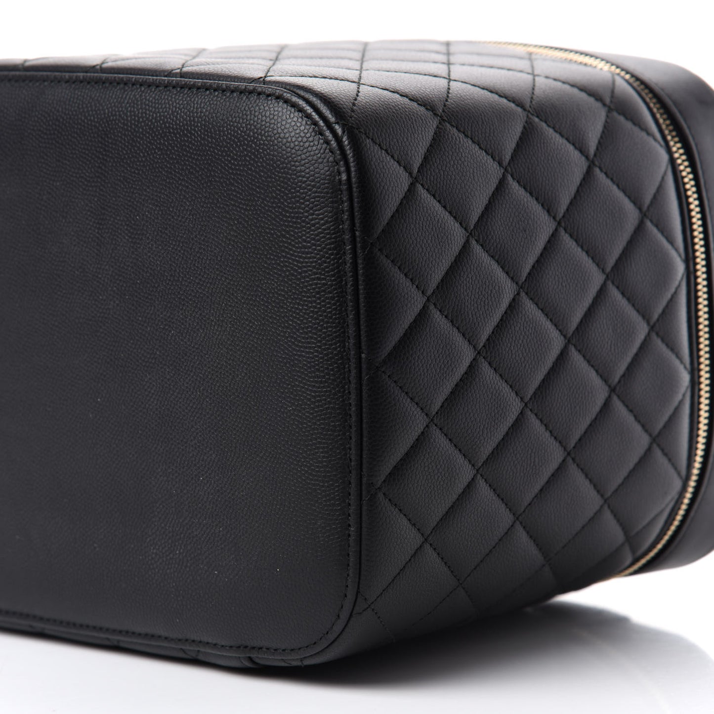 Caviar Quilted Large Vanity Pouch Black