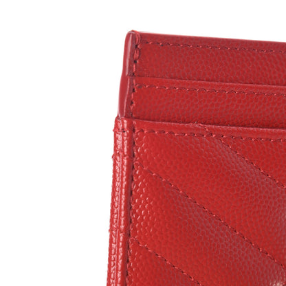 Saint Laurent Grain De Poudre Matelasse Chevron Monogram Credit Card Case New Red 9 of 10