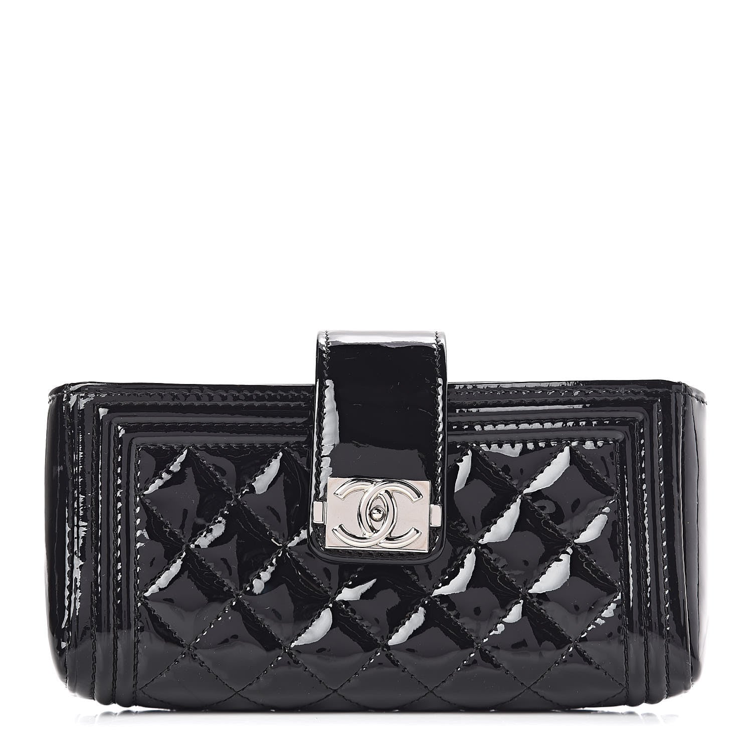 Chanel Patent Mini Boy Phone Holder Clutch Black 1 of 7