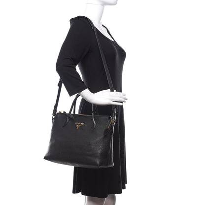 Prada Vitello Daino Tote Black 2 of 10