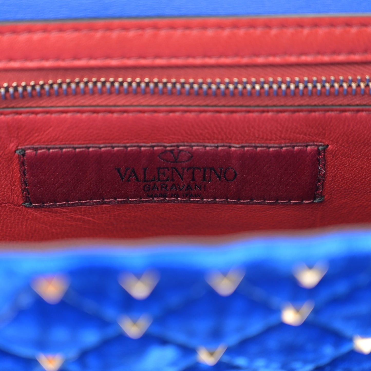 Velvet Rockstud Spike Wallet on Chain Acid Blue