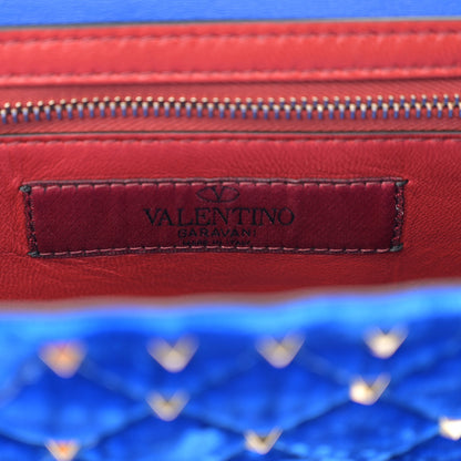 Valentino Garavani Velvet Rockstud Spike Wallet on Chain Acid Blue 6 of 9