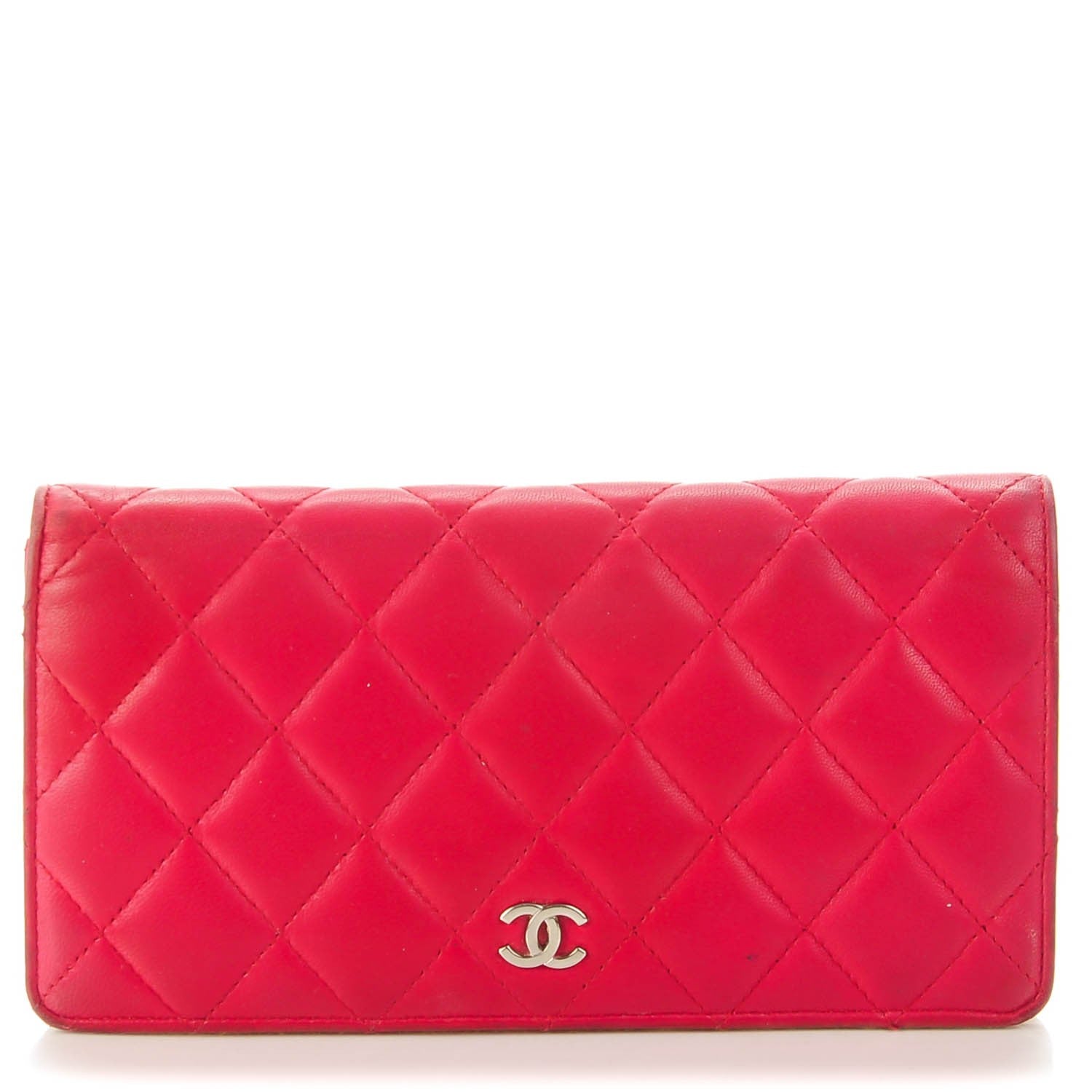 Chanel Lambskin Quilted Yen Wallet Red 1 of 13