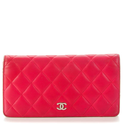 Chanel Lambskin Quilted Yen Wallet Red 1 of 13