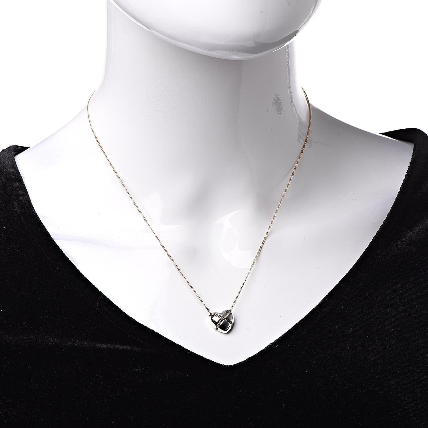 Tiffany Sterling Silver 18K Yellow Gold Heart Pendant Necklace 2 of 7
