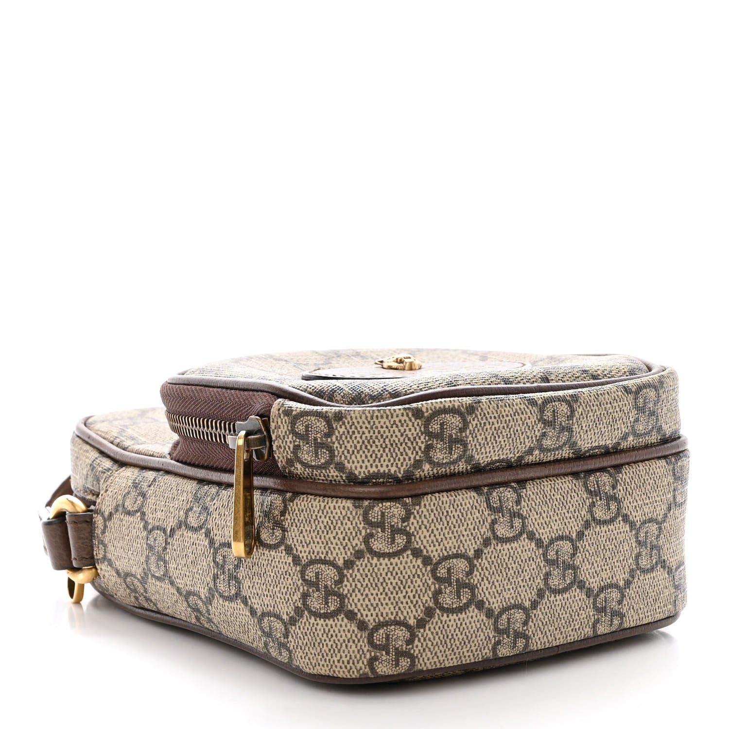 Gucci GG Supreme Monogram Mini Neo Vintage Double Zip Messenger Bag Beige New Acero Crop 4 of 11