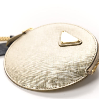 Prada Metallic Saffiano Mini Pouch Pirite 7 of 9