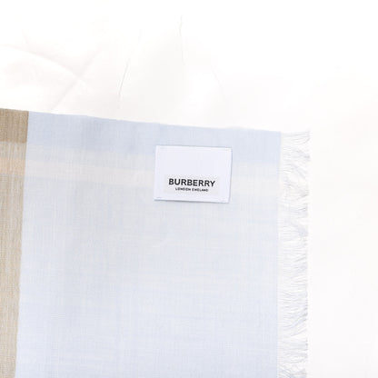 Burberry Wool Silk Gauze Giant Check Lightweight Scarf Pale Blue Archive Beige 3 of 4
