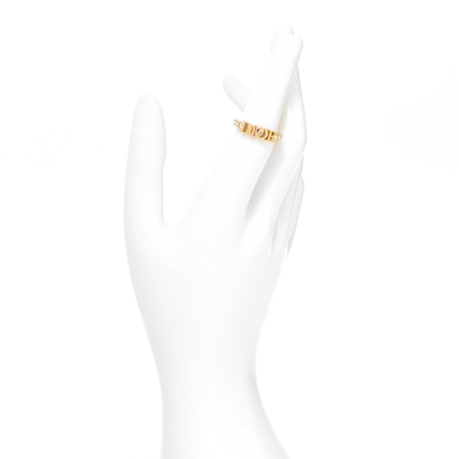 Christian Dior Metal Crystal Logo Ring L Gold 2 of 4