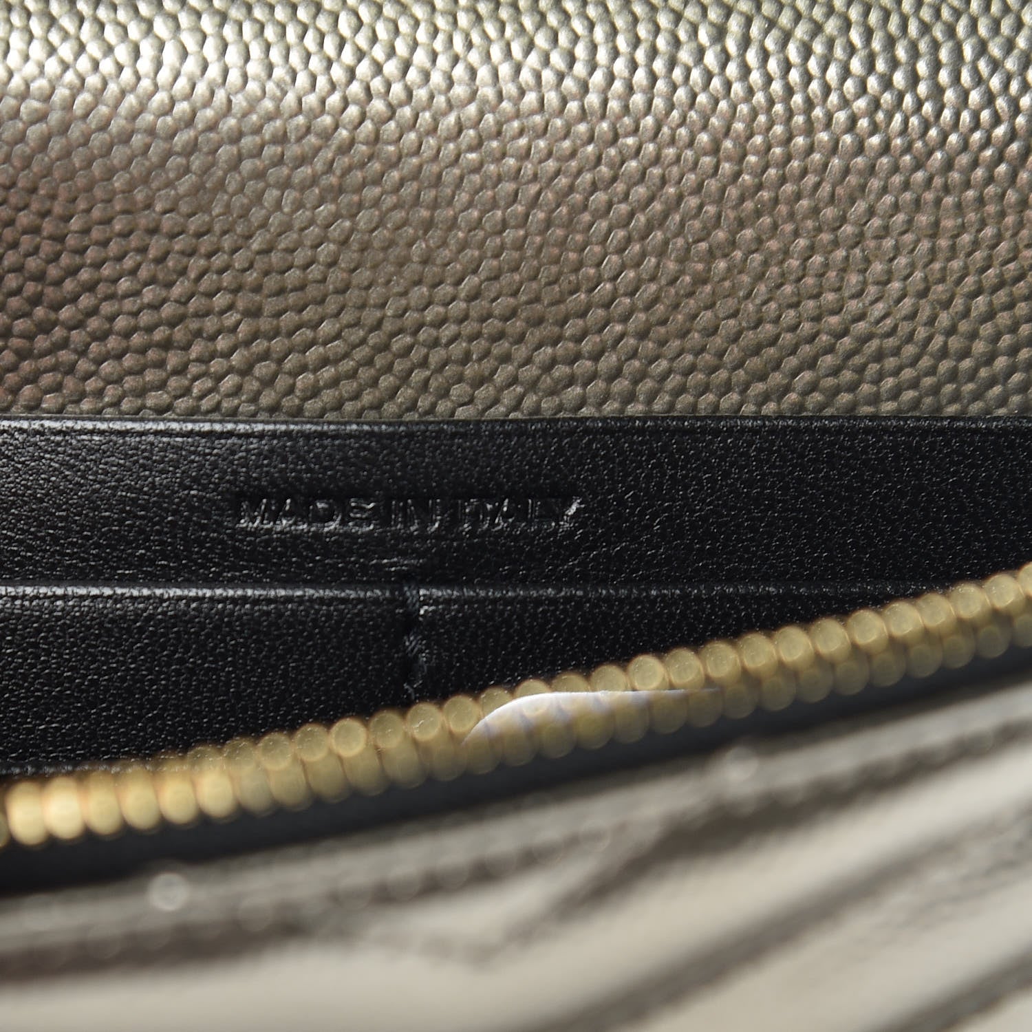 Saint Laurent Metallic Grain De Poudre Matelasse Chevron Monogram Envelope Chain Wallet Piombo Black 7 of 9