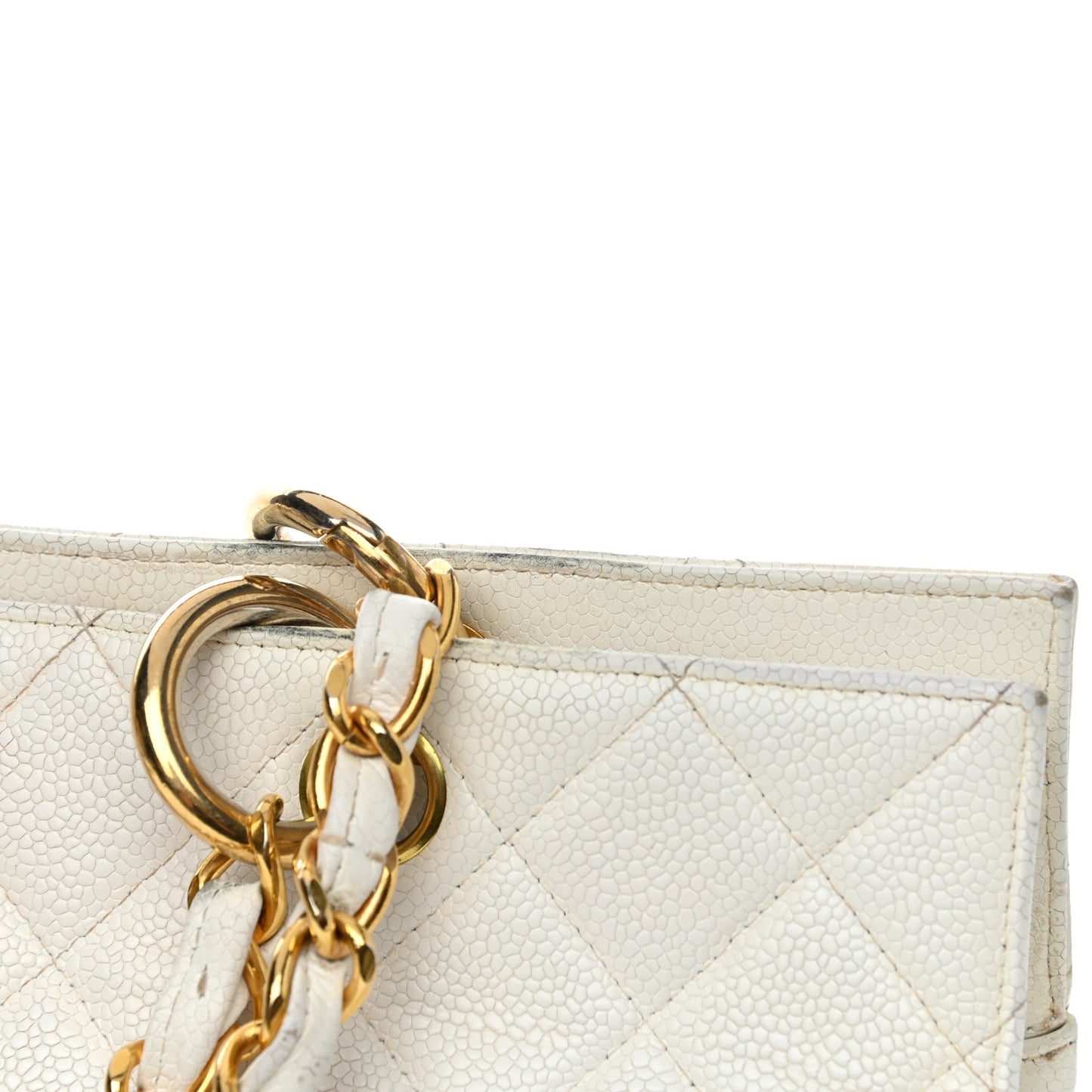 Caviar Quilted CC Tote White