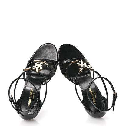 Saint Laurent Calfskin Cassandra 100 Ankle Strap Sandals 37 Black 2 of 9