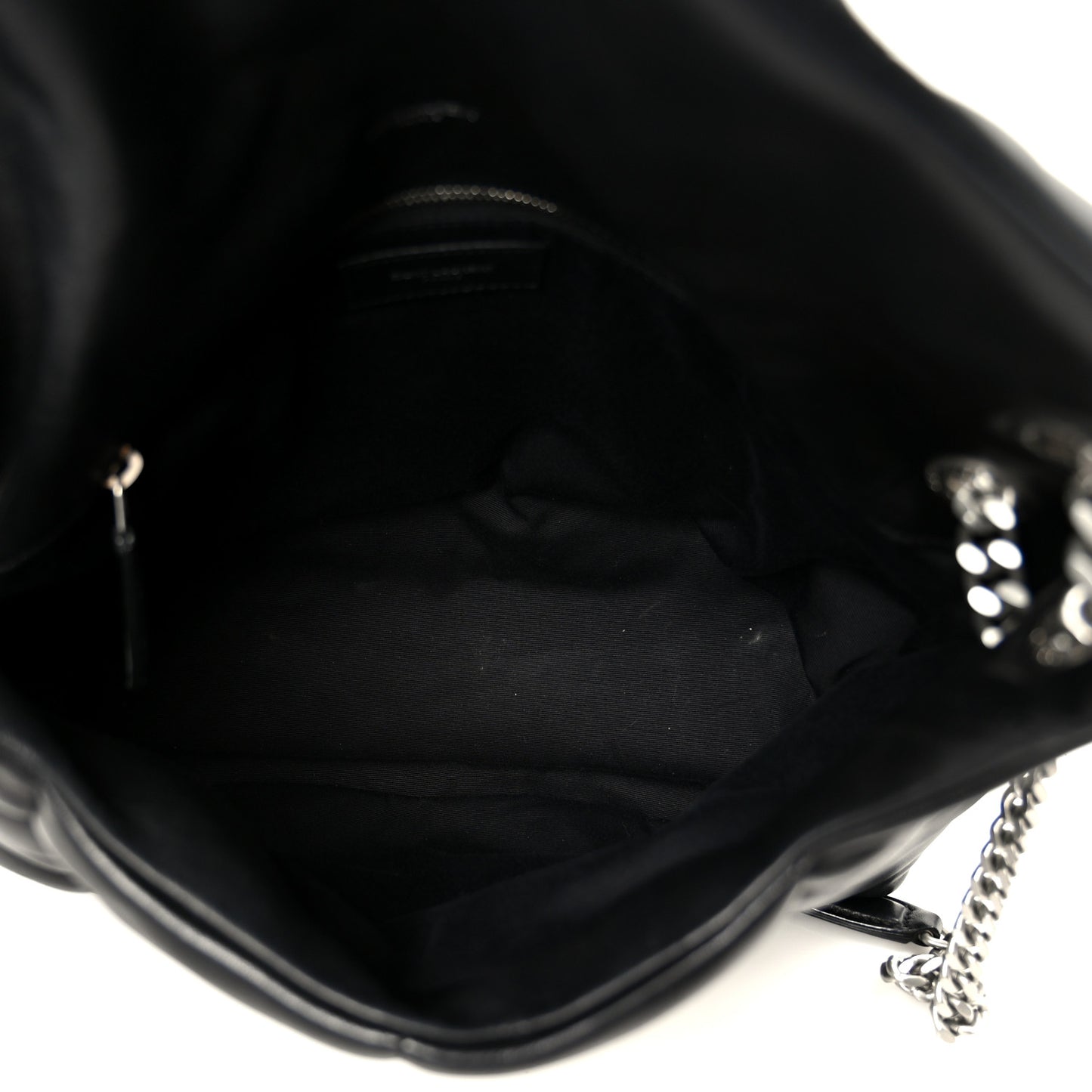 Lambskin Quilted Medium Loulou Puffer Monogram Chain Satchel Black