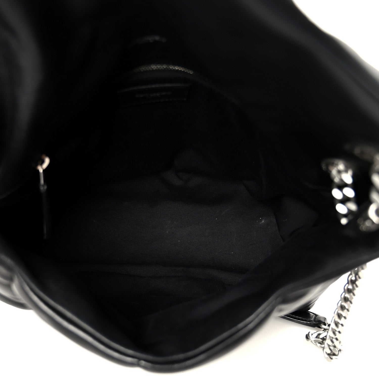 Saint Laurent Lambskin Quilted Medium Loulou Puffer Monogram Chain Satchel Black 5 of 11