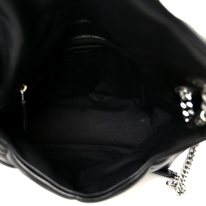Saint Laurent Lambskin Quilted Medium Loulou Puffer Monogram Chain Satchel Black 5 of 11