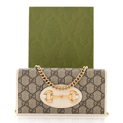 Gucci GG Supreme Monogram Azalea Calfskin Horsebit 1955 Wallet On Chain Beige Ebony Mystic White 11 of 11