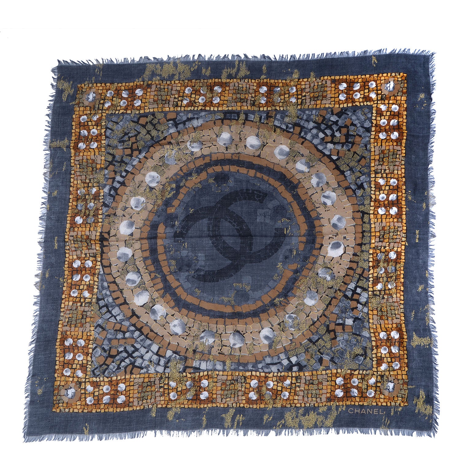 Chanel Cashmere Mosaic CC Logo Scarf 2 of 5