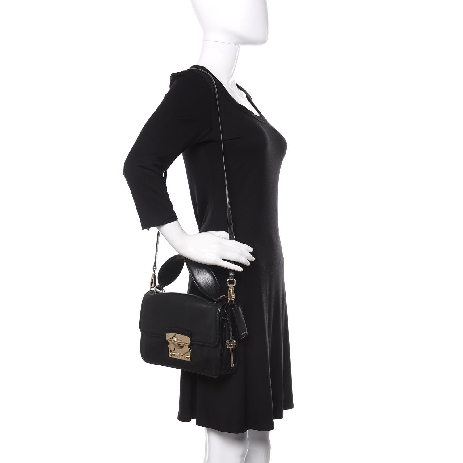 Miu Miu Goatskin Madras Shoulder Bag Black 2 of 16