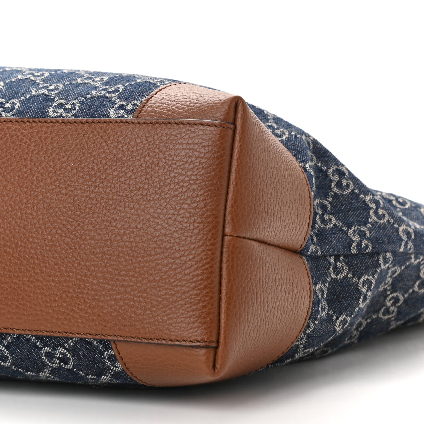 New Denim GG Monogram Medium Ophidia Shopping Tote Blue Tea Cuir