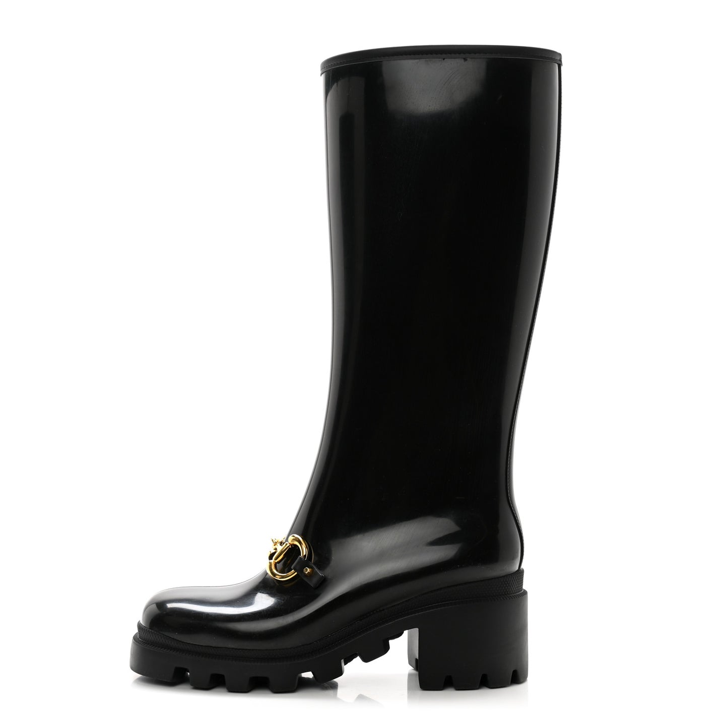 Rubber Horsebit Knee High Boots 39 Black