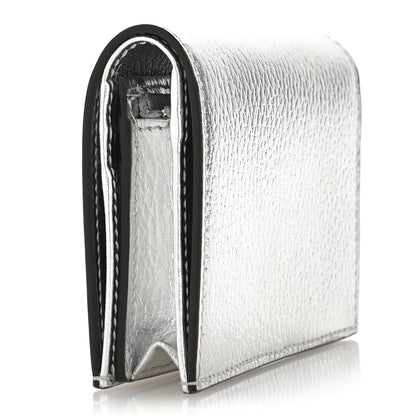 Gucci Metallic Calfskin GG Marmont Card Case Silver 3 of 7