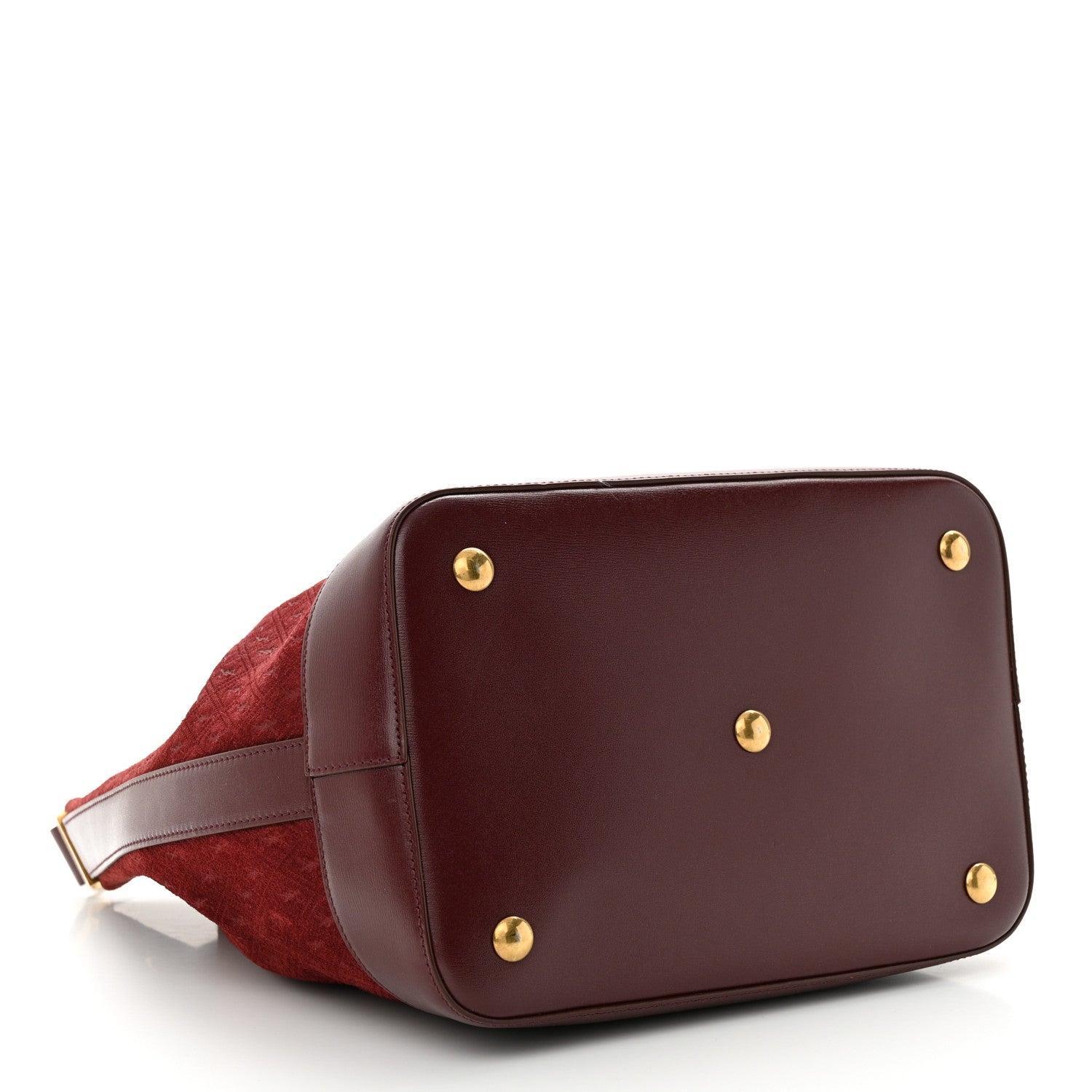 Saint Laurent Suede All-Over Monogram Bucket Bag Burgundy 5 of 10
